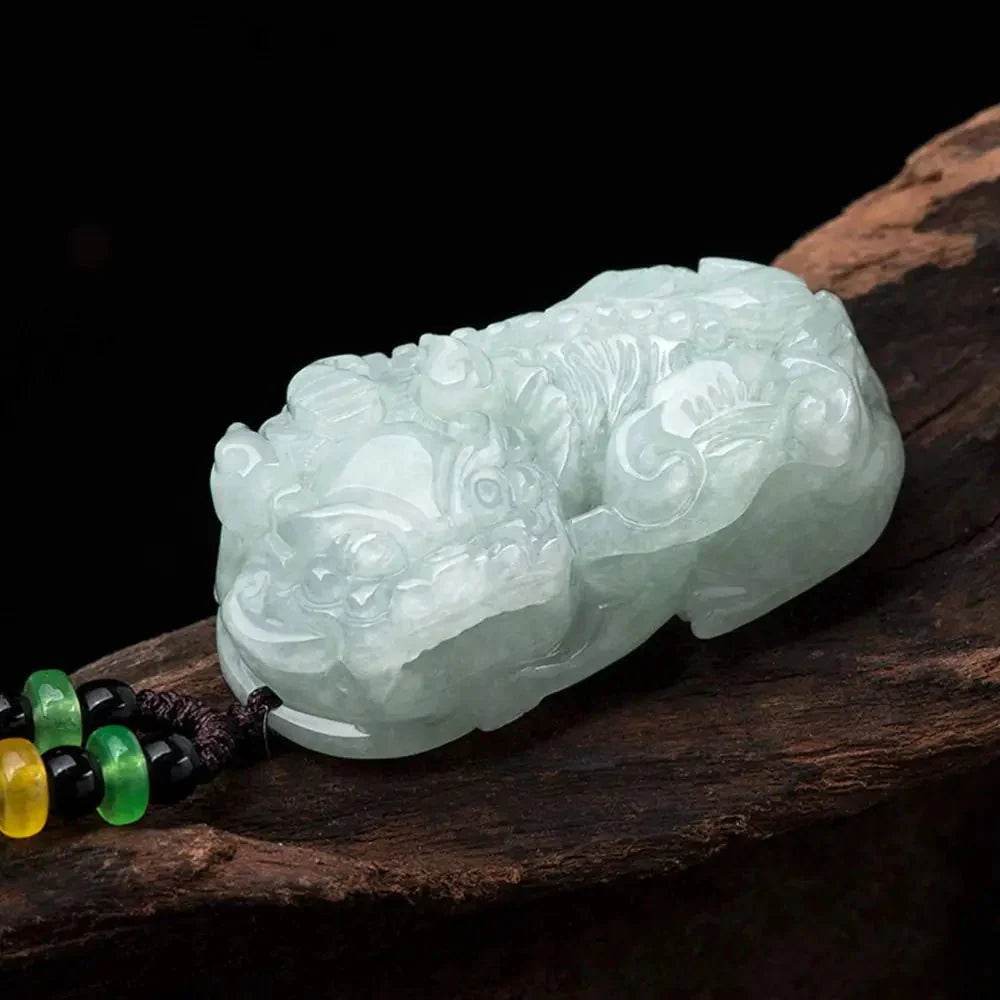 Ice Jade Pixiu Pendant – Fortune & Wealth Amulet Necklace - Loton Decor