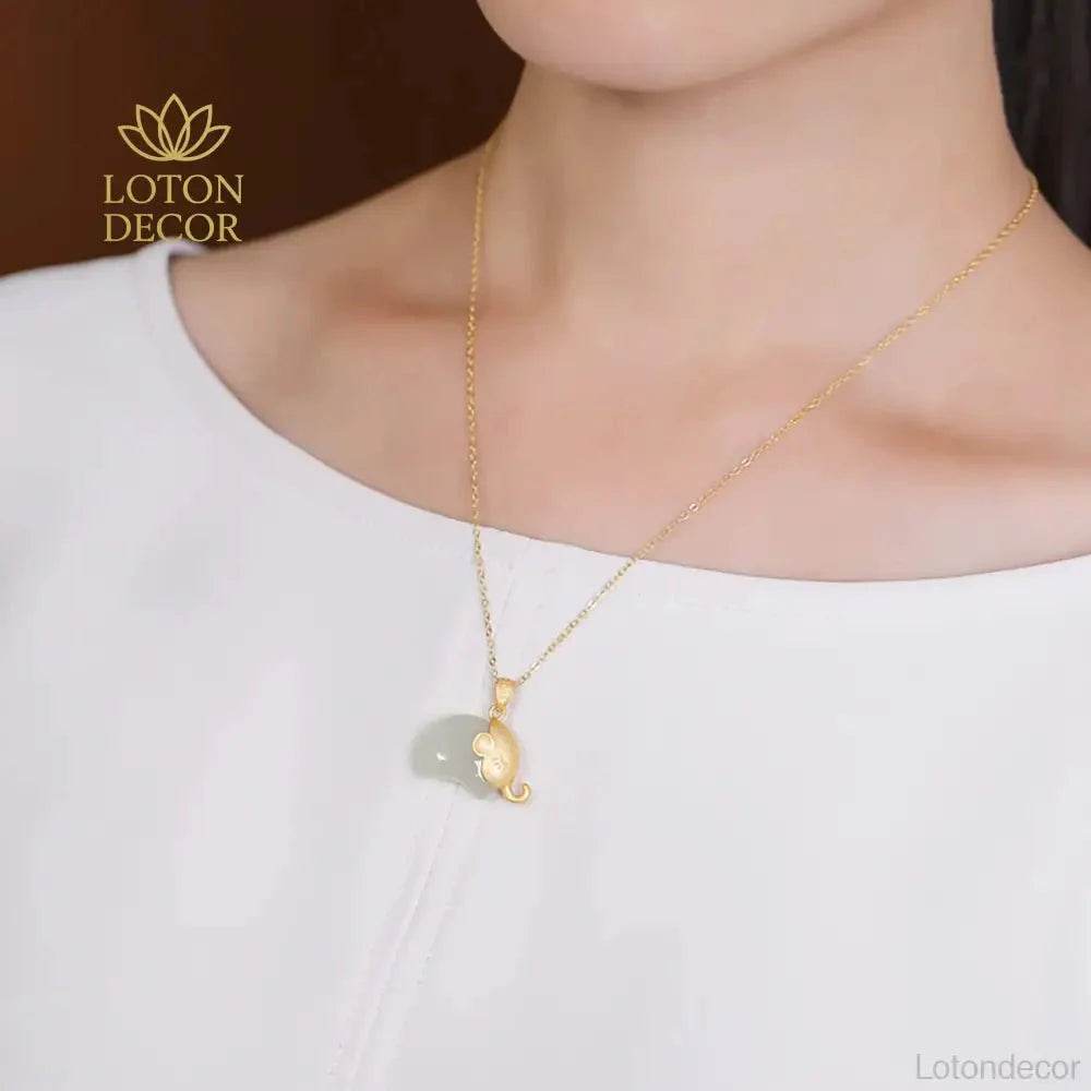 Jade Elephant Necklace – Sterling Silver Wealth Amulet - Loton Decor
