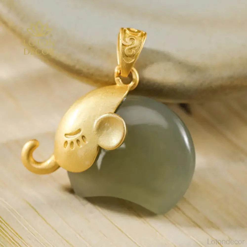 Jade Elephant Necklace – Sterling Silver Wealth Amulet - Loton Decor