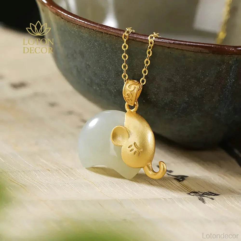 Jade Elephant Necklace – Sterling Silver Wealth Amulet - Loton Decor