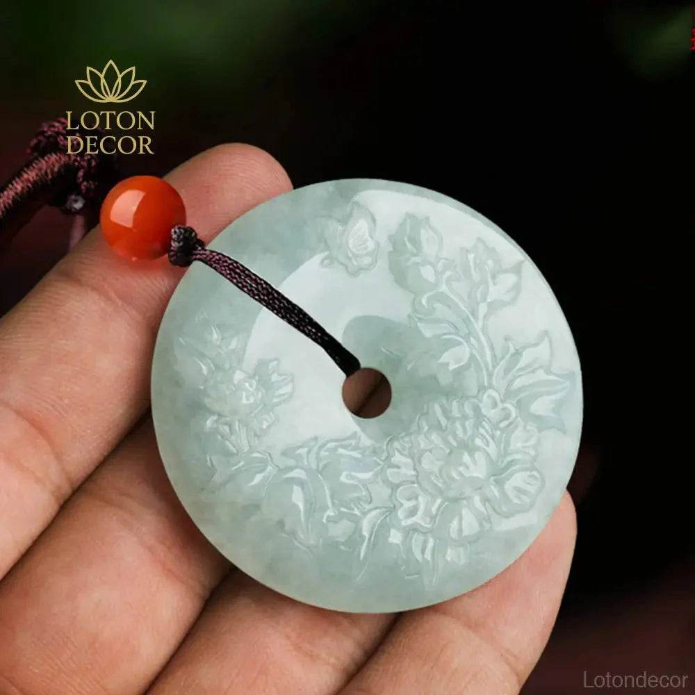 Jade Fortune Flower Necklace – Carved Harmony Buckle - Loton Decor
