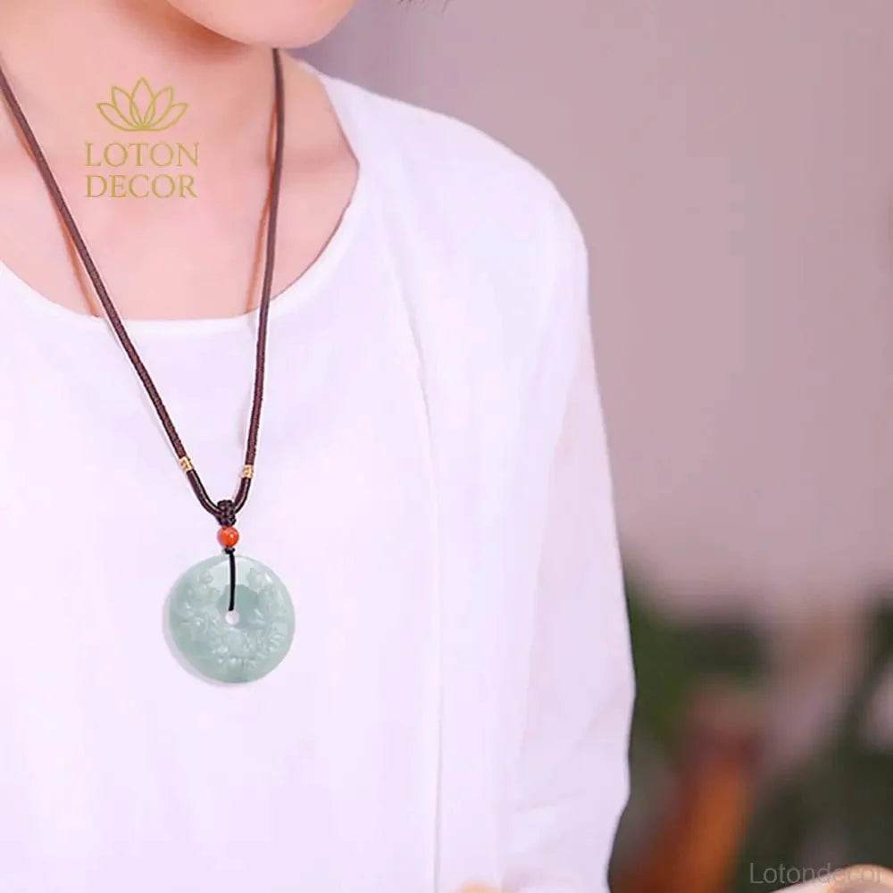 Jade Fortune Flower Necklace – Carved Harmony Buckle - Loton Decor