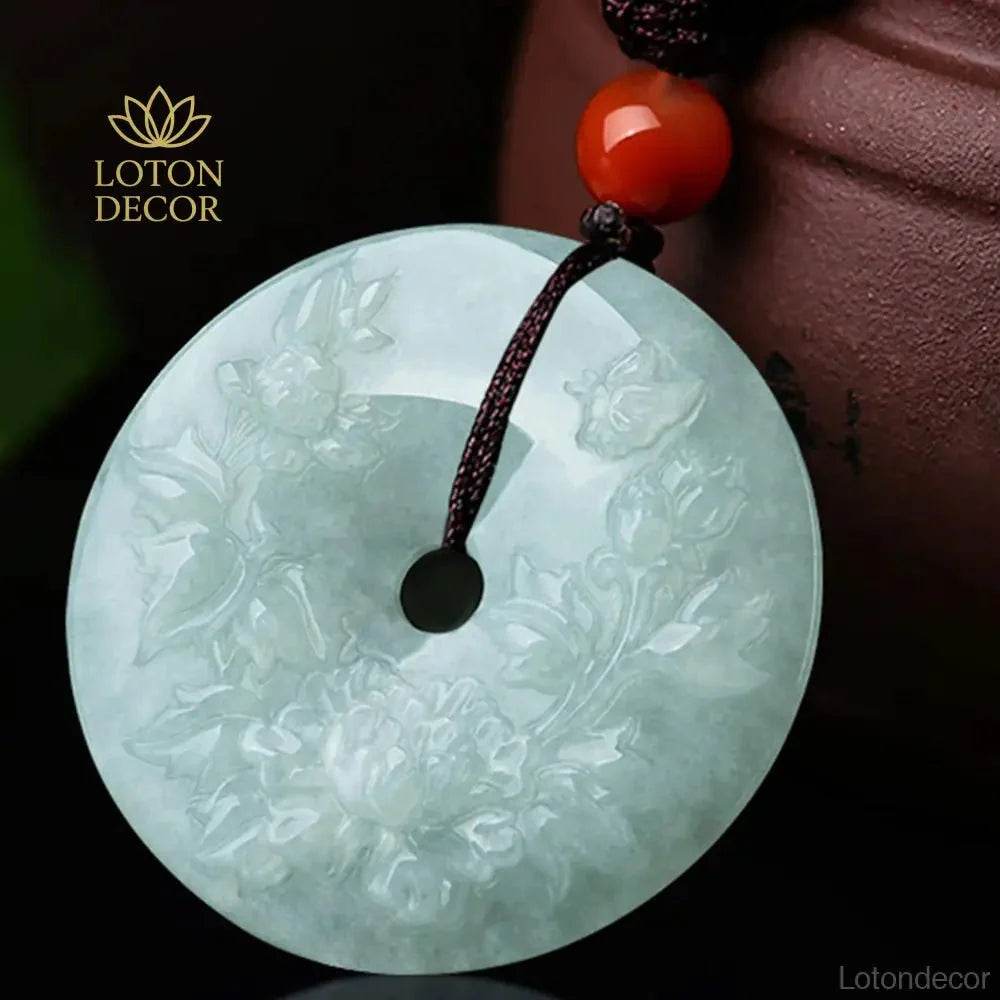 Jade Fortune Flower Necklace – Carved Harmony Buckle - Loton Decor