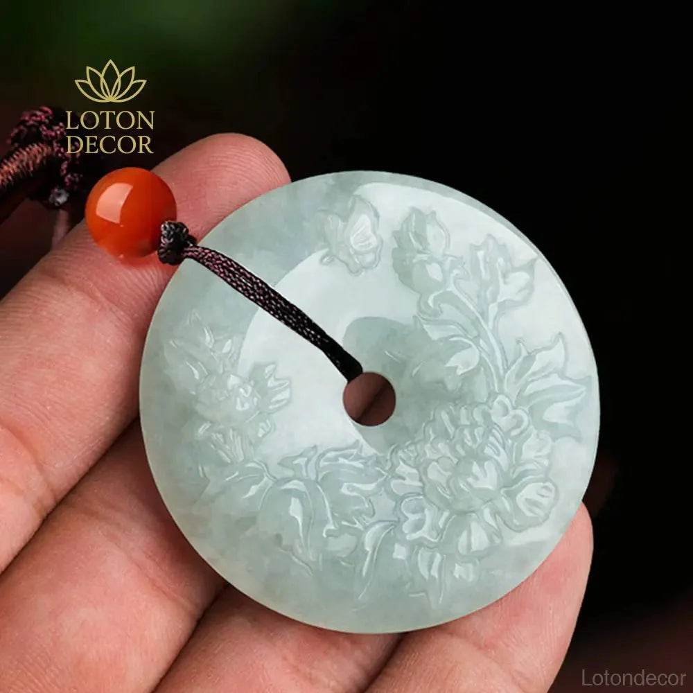 Jade Fortune Flower Necklace – Carved Harmony Buckle - Loton Decor