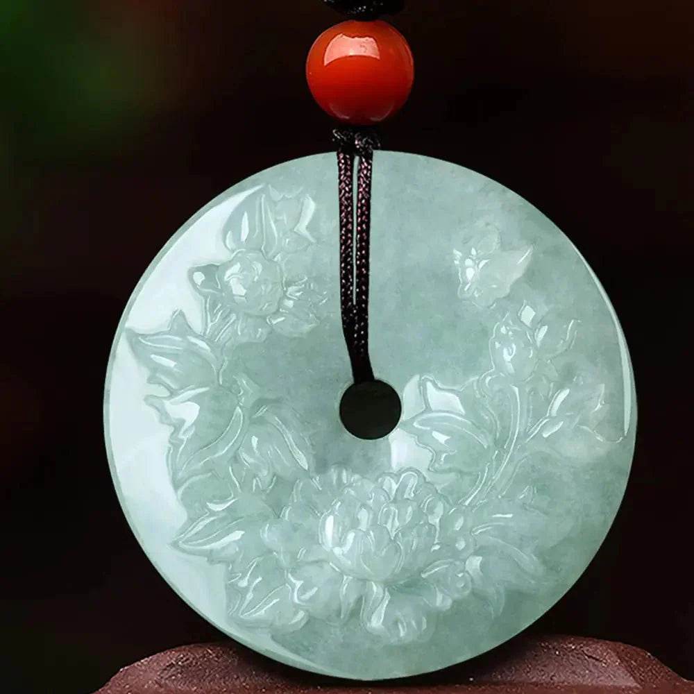 Jade Fortune Flower Necklace – Carved Harmony Buckle - Loton Decor