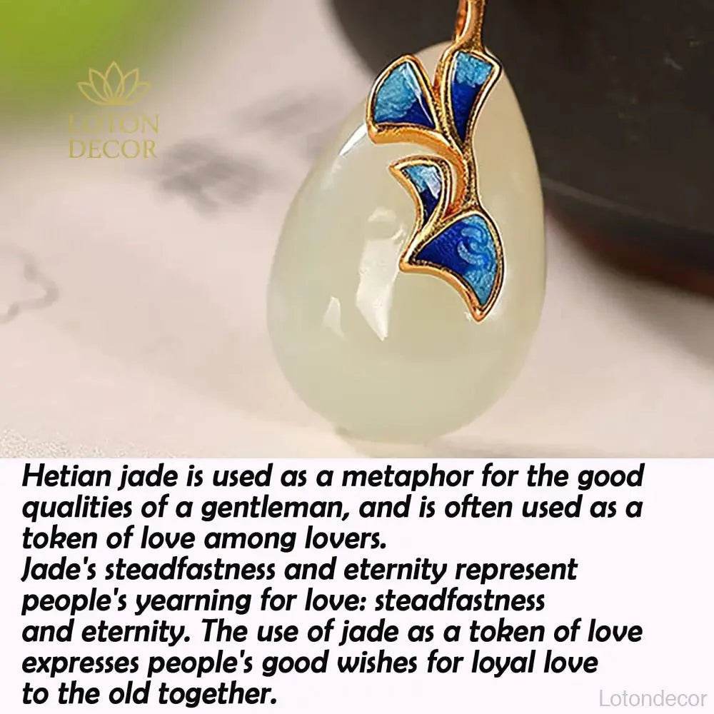 Jade Ginkgo Pendant Necklace – Silver Wealth Talisman - Loton Decor