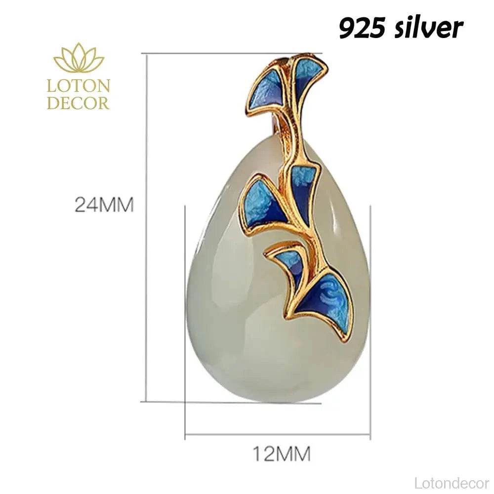Jade Ginkgo Pendant Necklace – Silver Wealth Talisman - Loton Decor