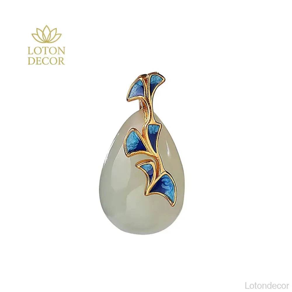 Jade Ginkgo Pendant Necklace – Silver Wealth Talisman - Loton Decor