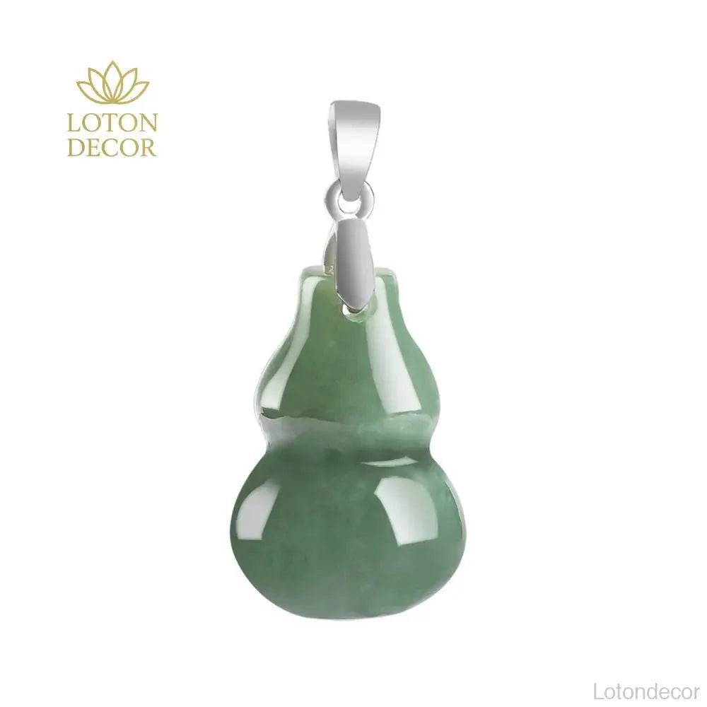 Jade Gourd Pendant Necklace – Feng Shui Sterling Silver Amulet - Loton Decor