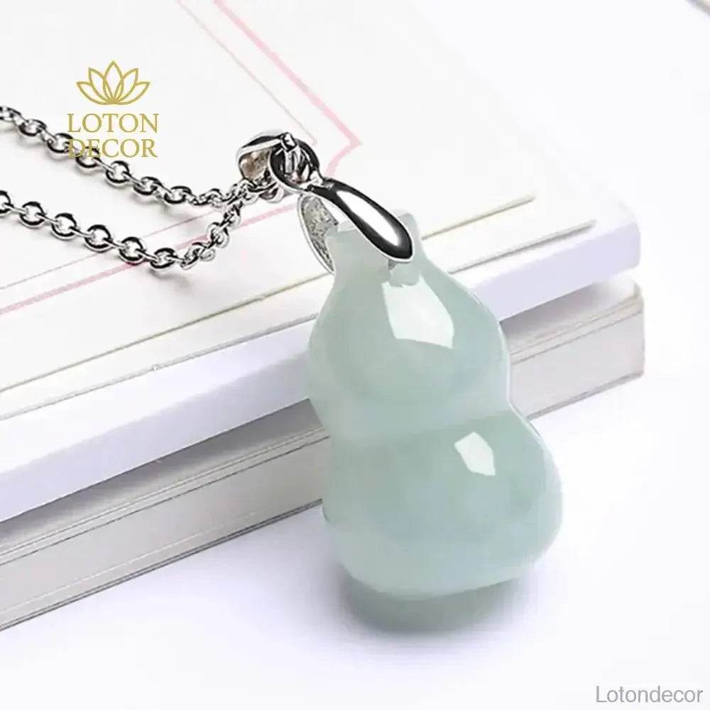 Jade Gourd Wu Lou Necklace – Good Fortune Amulet for Luck & Wealth - Loton Decor