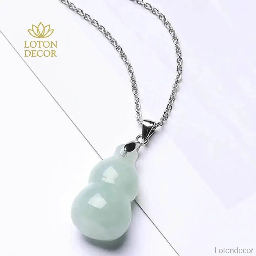 Jade Gourd Wu Lou Necklace – Good Fortune Amulet for Luck & Wealth - Loton Decor