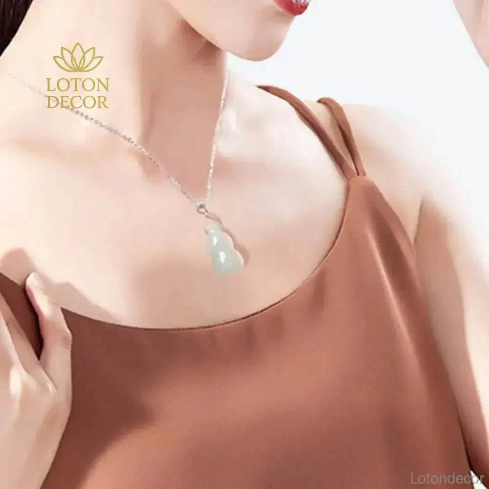 Jade Gourd Wu Lou Necklace – Good Fortune Amulet for Luck & Wealth - Loton Decor