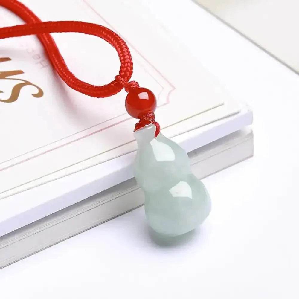 Jade Gourd Wu Lou Necklace – Good Fortune Amulet for Luck & Wealth - Loton Decor