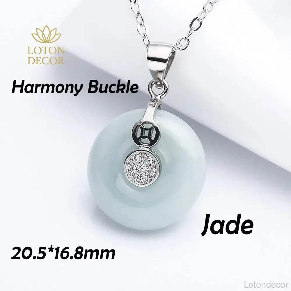 Jade Harmony Buckle Pendant – Silver Wealth Amulet - Loton Decor