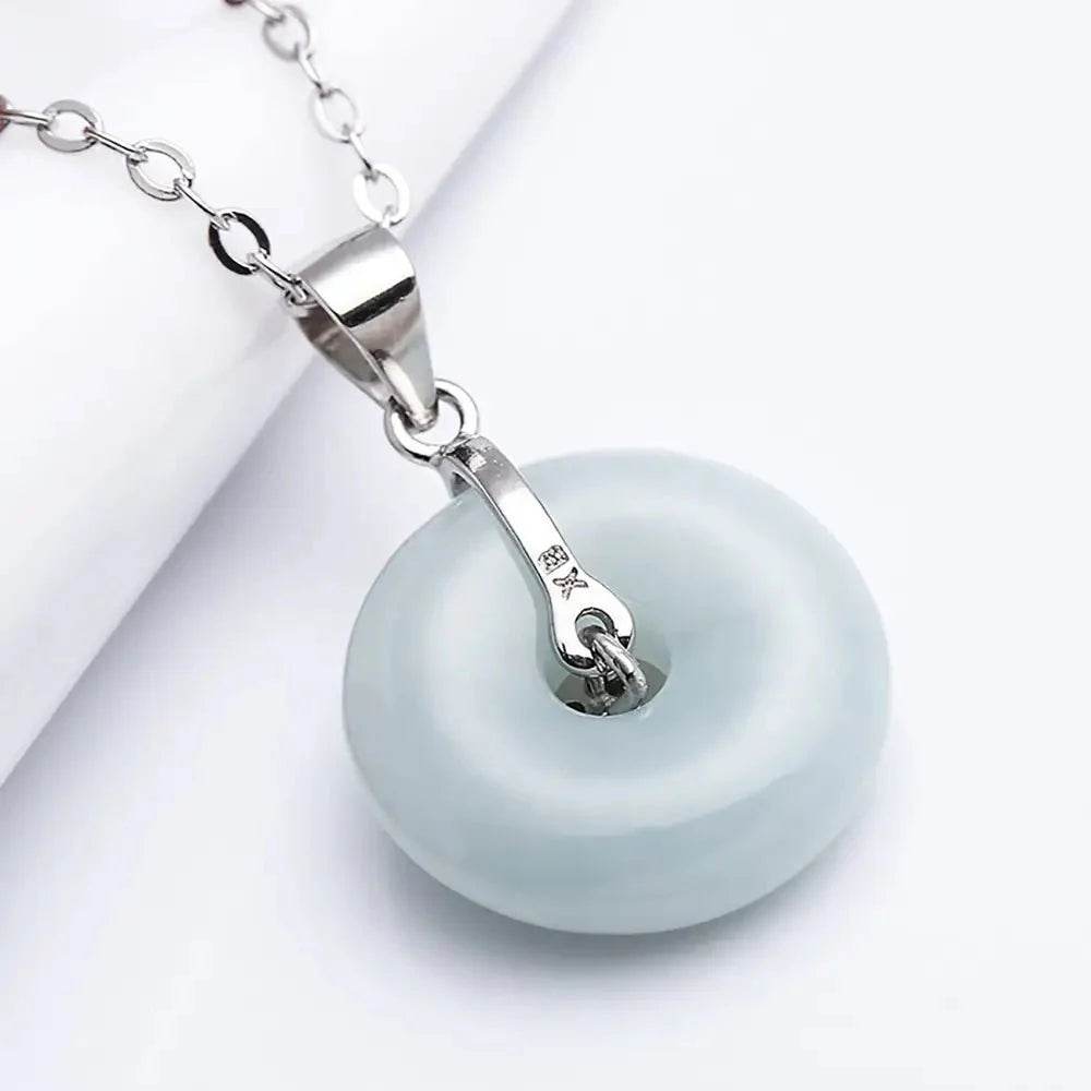 Jade Harmony Buckle Pendant – Silver Wealth Amulet - Loton Decor