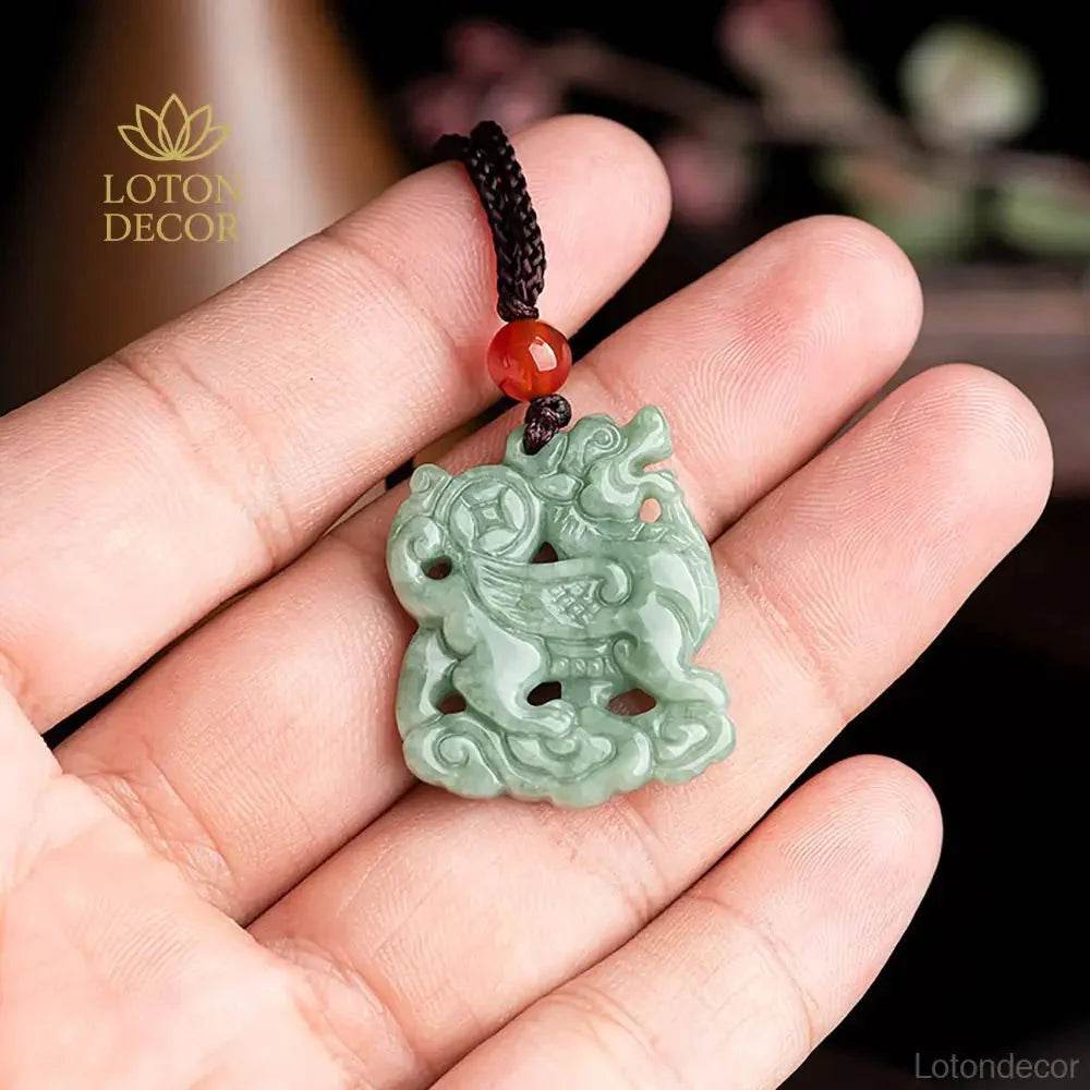 Jade Kirin Pendant Necklace – Feng Shui Wealth Amulet - Loton Decor