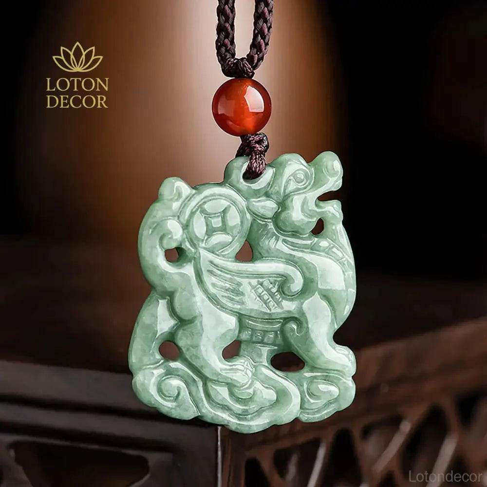 Jade Kirin Pendant Necklace – Feng Shui Wealth Amulet - Loton Decor