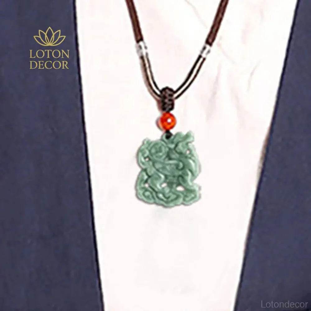 Jade Kirin Pendant Necklace – Feng Shui Wealth Amulet - Loton Decor