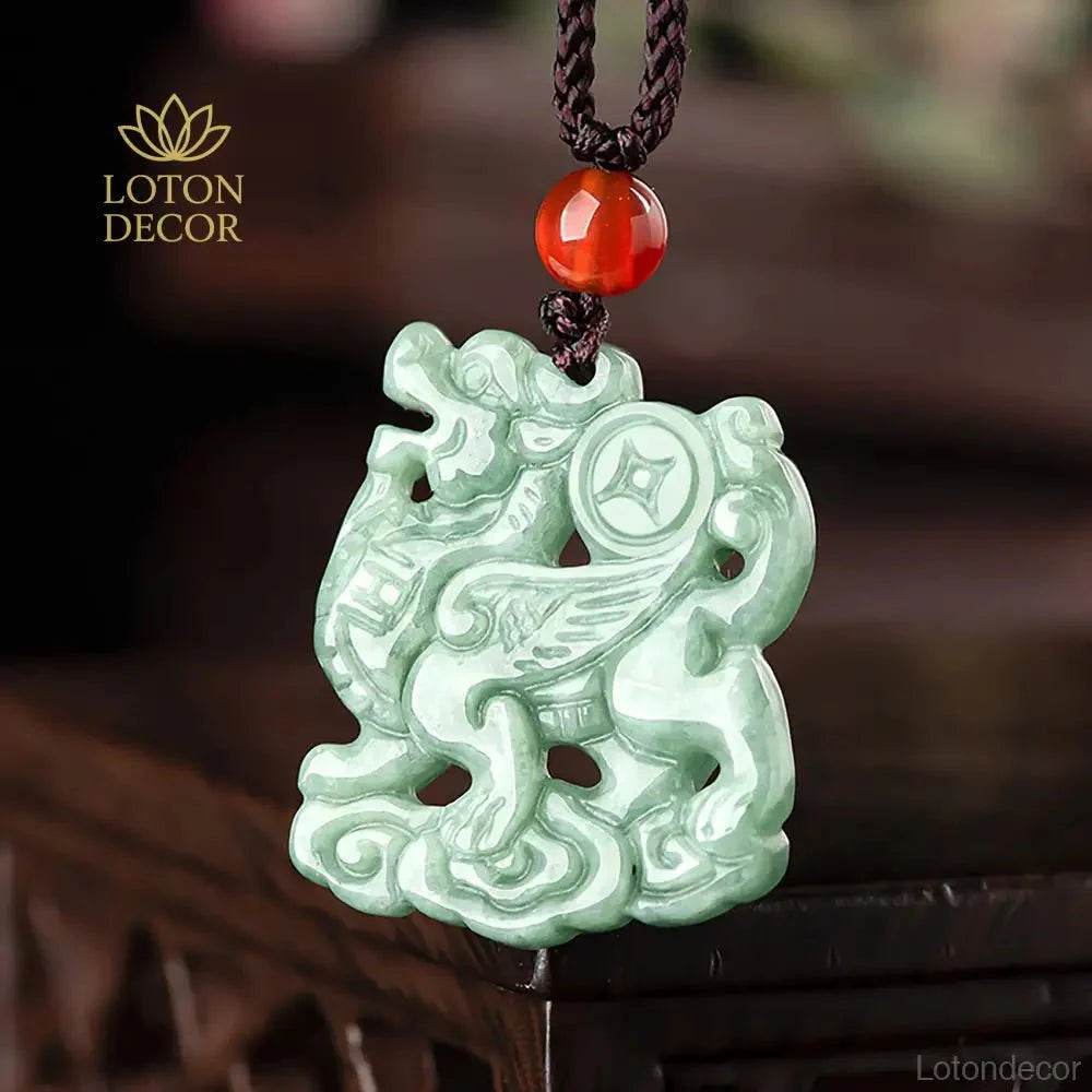 Jade Kirin Pendant Necklace – Feng Shui Wealth Amulet - Loton Decor