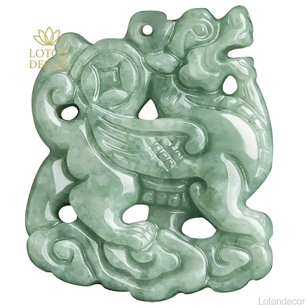 Jade Kirin Pendant Necklace – Feng Shui Wealth Amulet - Loton Decor