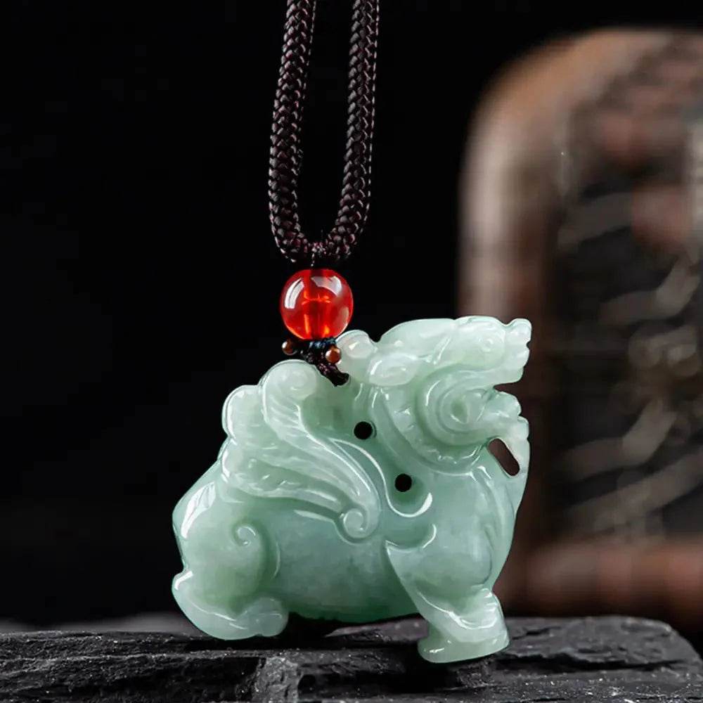 Jade Kylin/Kirin Dragon Necklace – Prosperity Amulet - Loton Decor