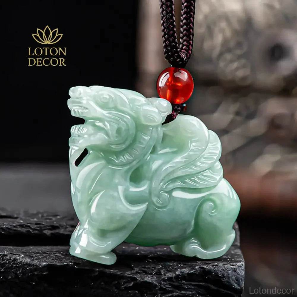 Jade Kylin/Kirin Dragon Necklace – Prosperity Amulet - Loton Decor