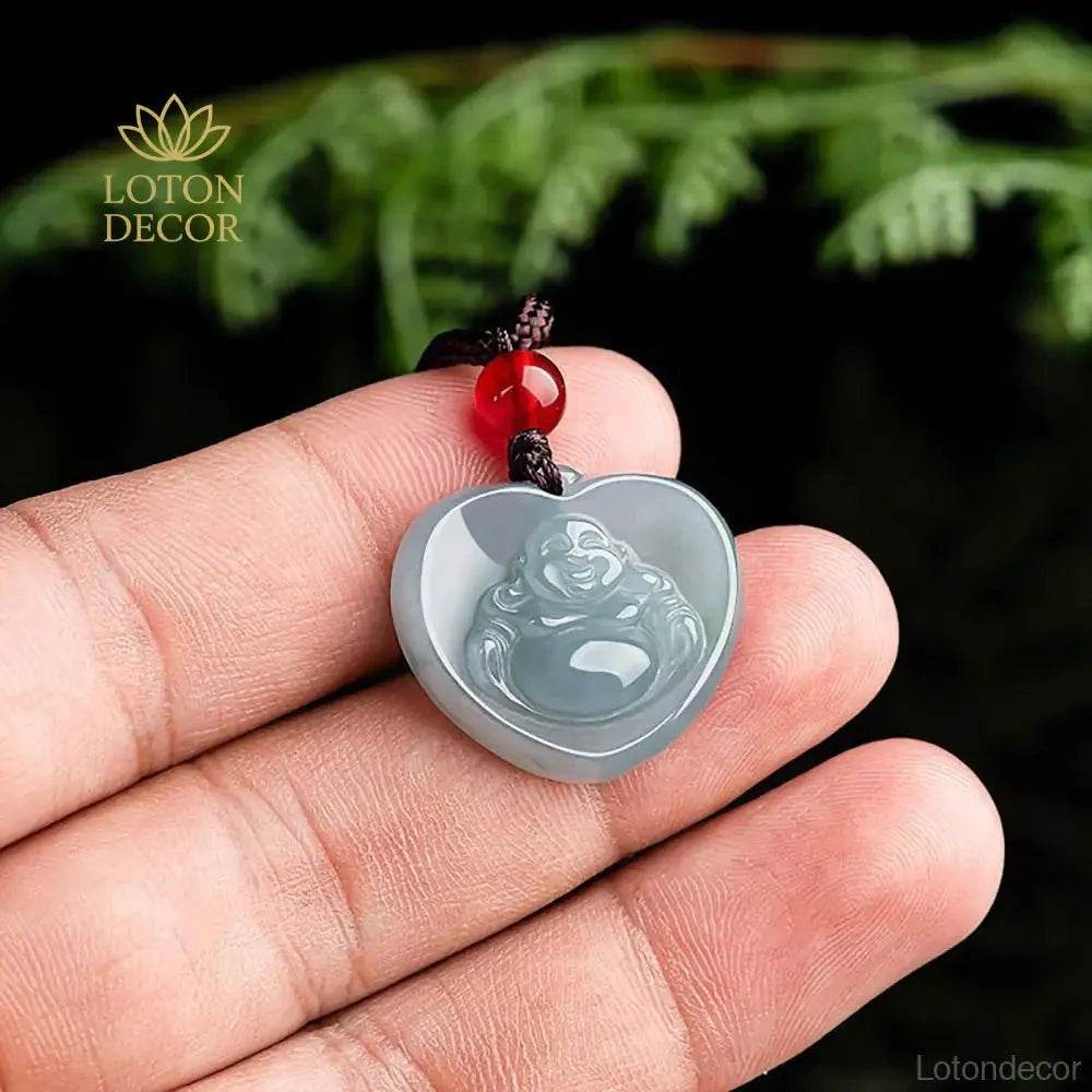Jade Laughing Buddha Bracelet Fei Cui Jadeit Love Heart Crystal Feng Shui Necklace - Loton Decor