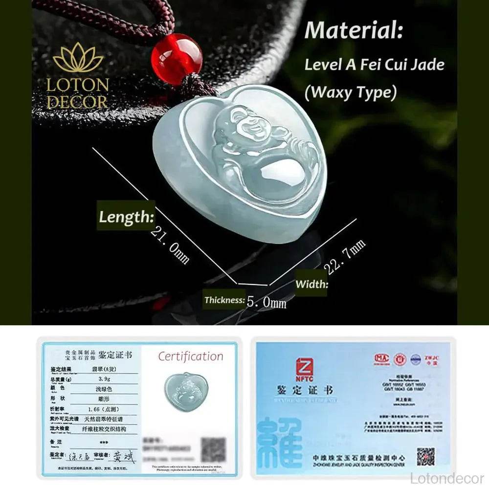 Jade Laughing Buddha Bracelet Fei Cui Jadeit Love Heart Crystal Feng Shui Necklace - Loton Decor