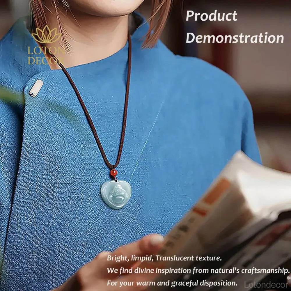 Jade Laughing Buddha Bracelet Fei Cui Jadeit Love Heart Crystal Feng Shui Necklace - Loton Decor