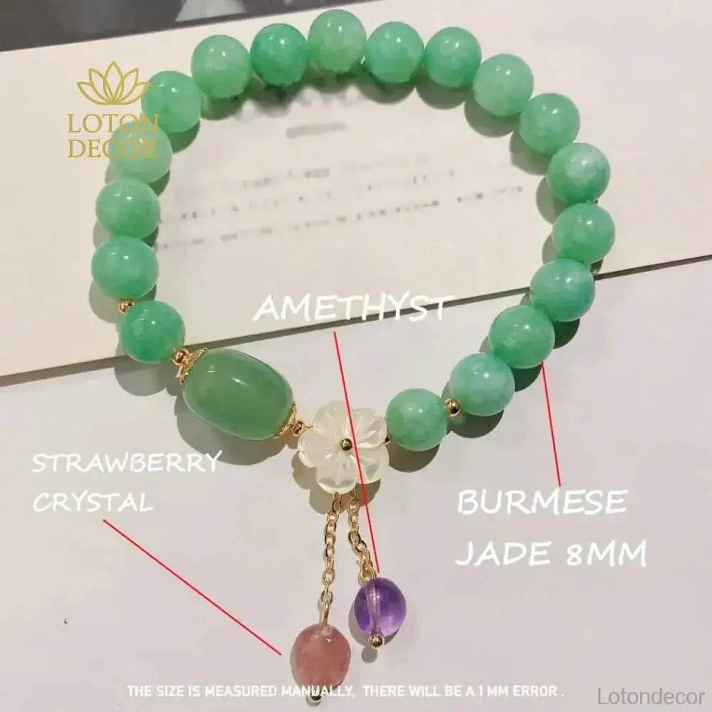 Jade Lotus Wealth Bracelet – 14K Gold Feng Shui Amulet - Loton Decor