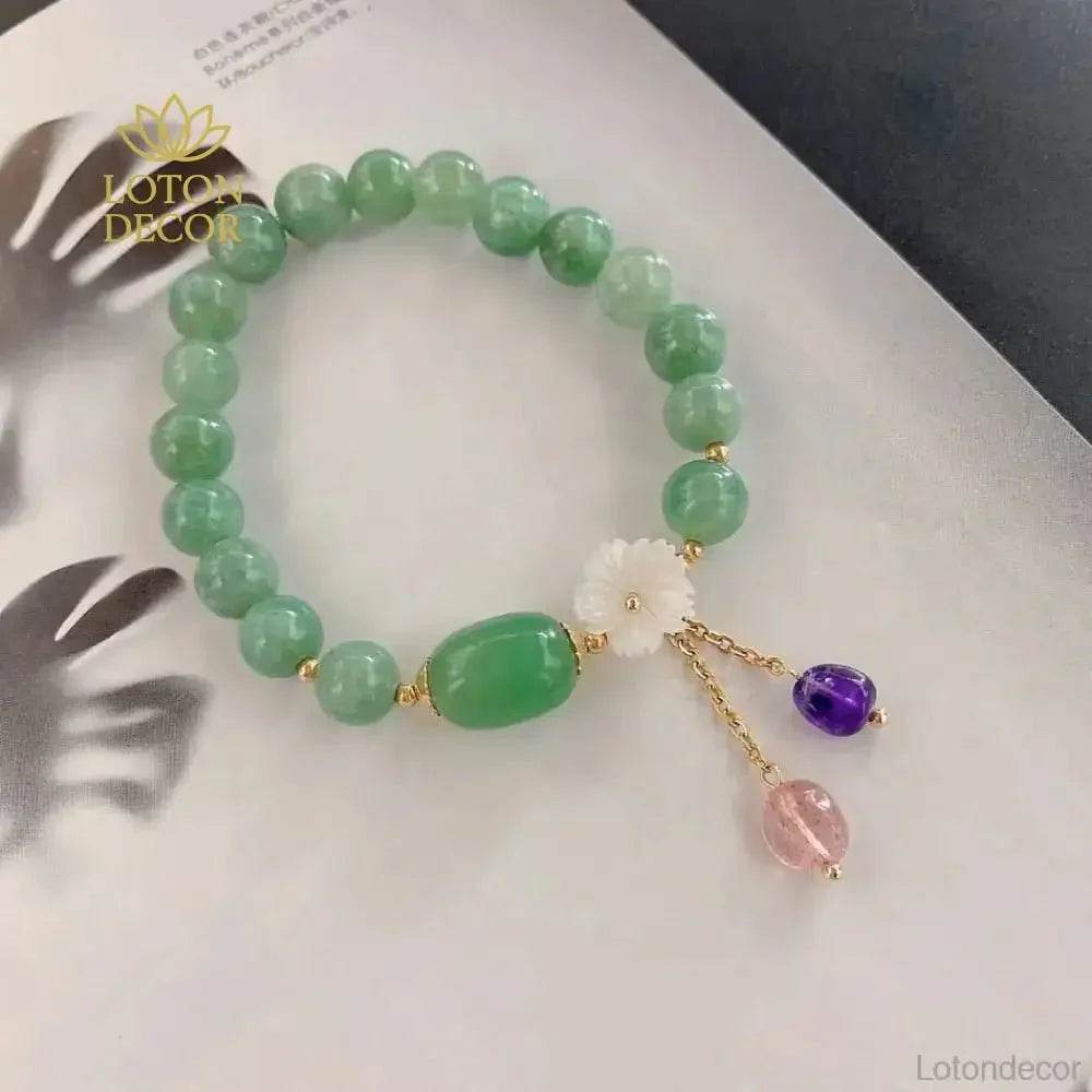 Jade Lotus Wealth Bracelet – 14K Gold Feng Shui Amulet - Loton Decor
