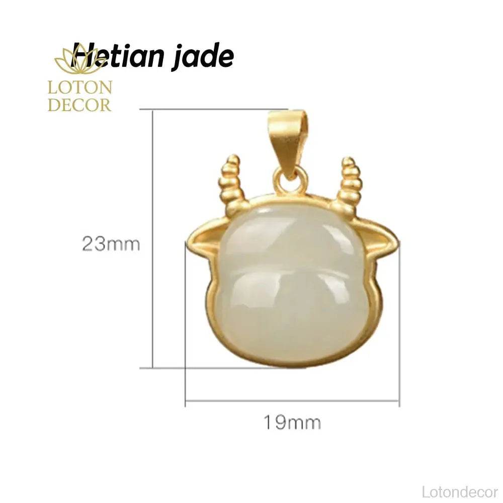 Jade Ox Pendant Necklace – Silver Wealth Protection Charm - Loton Decor