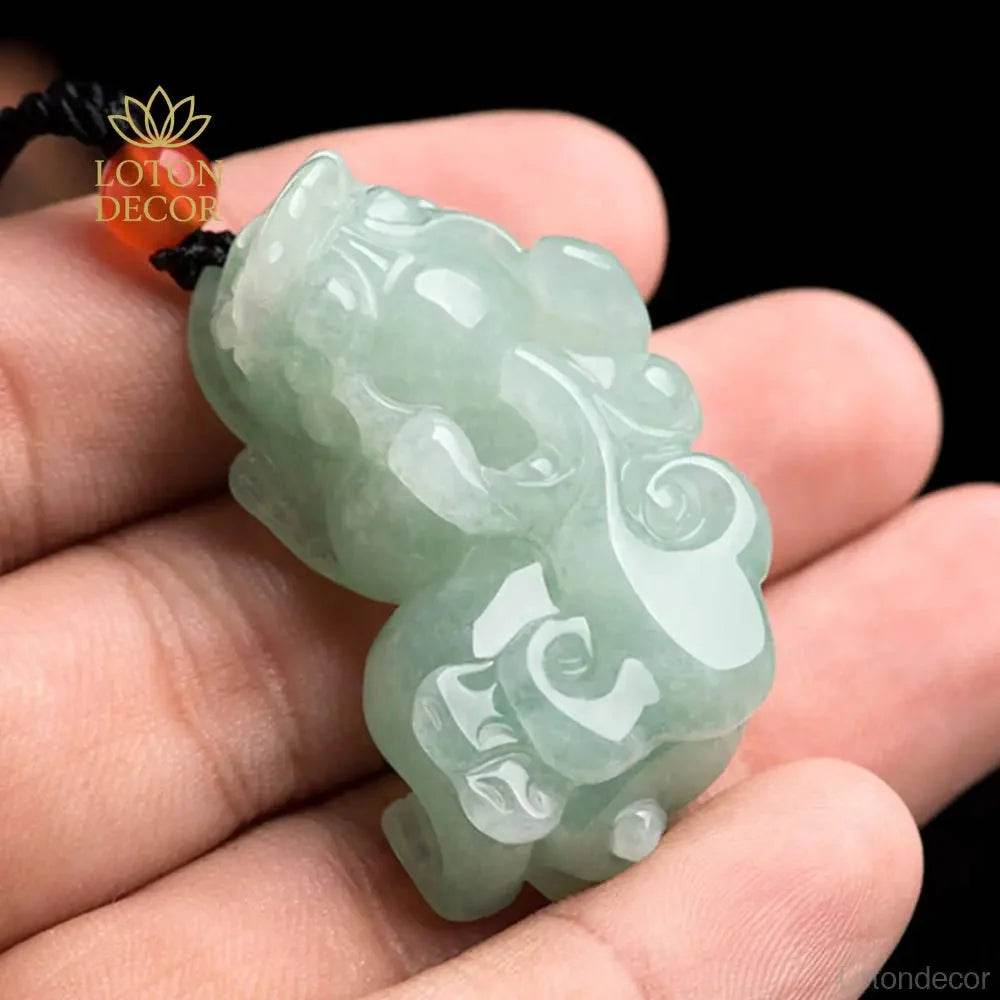 Jade Pixiu Coin Pendant – Wealth Ice Jade Necklace - Loton Decor