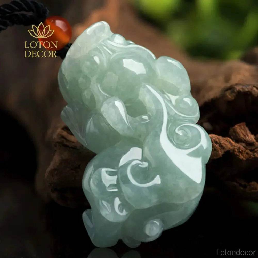 Jade Pixiu Coin Pendant – Wealth Ice Jade Necklace - Loton Decor