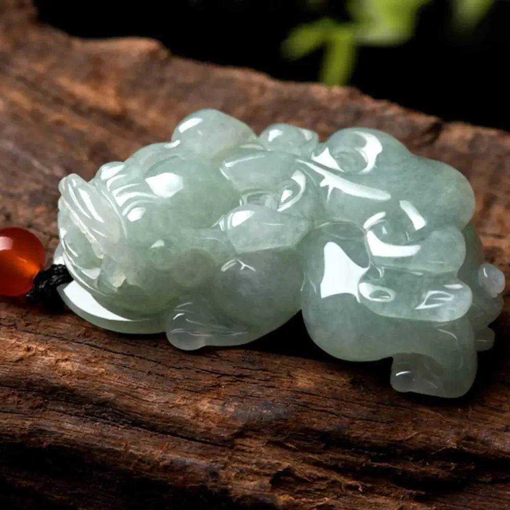Jade Pixiu Coin Pendant – Wealth Ice Jade Necklace - Loton Decor