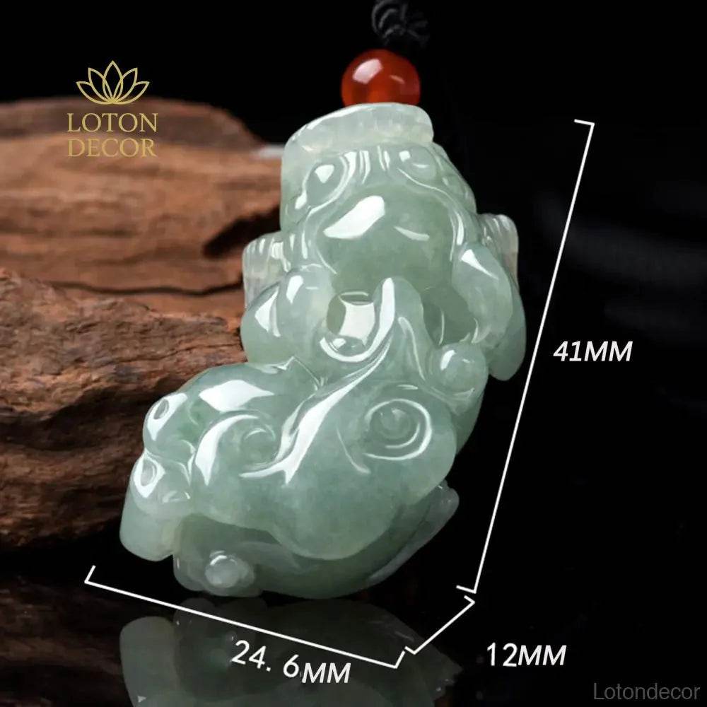 Jade Pixiu Coin Pendant – Wealth Ice Jade Necklace - Loton Decor