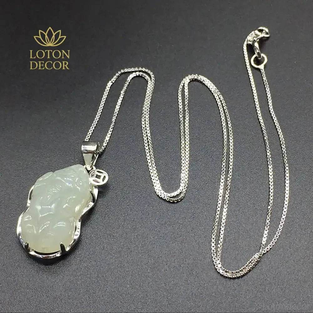 Jade Pixiu Pendant Necklace – Chakra Wealth Amulet - Loton Decor