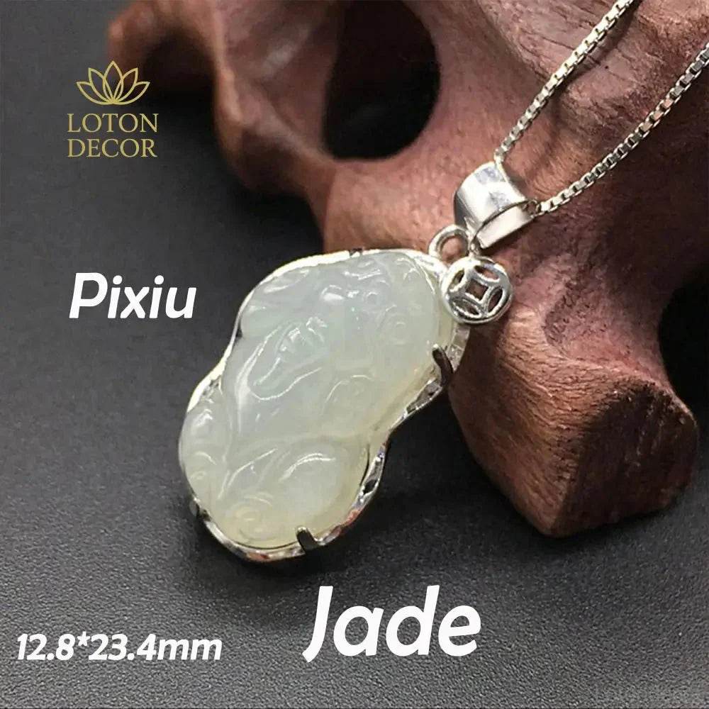 Jade Pixiu Pendant Necklace – Chakra Wealth Amulet - Loton Decor