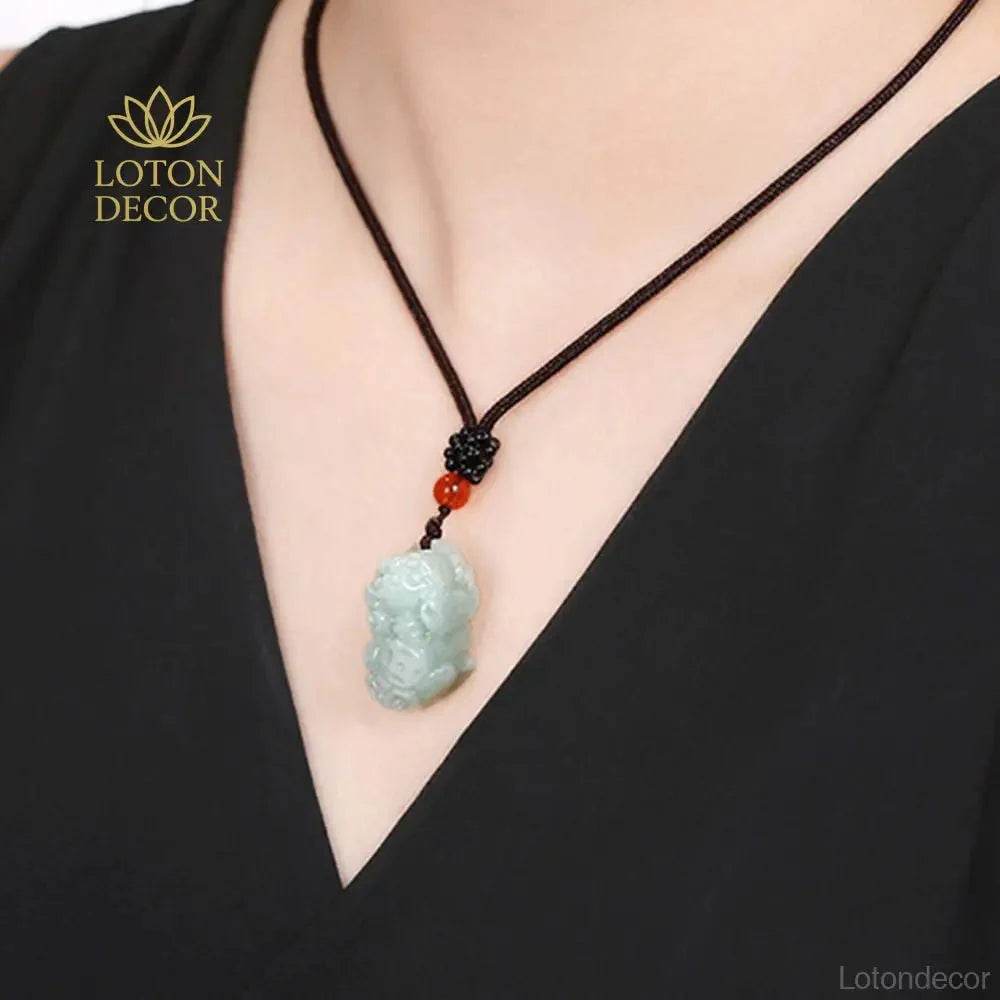 Jade Pixiu Pendant Necklace – Dragon Charm for Wealth & Luck - Loton Decor