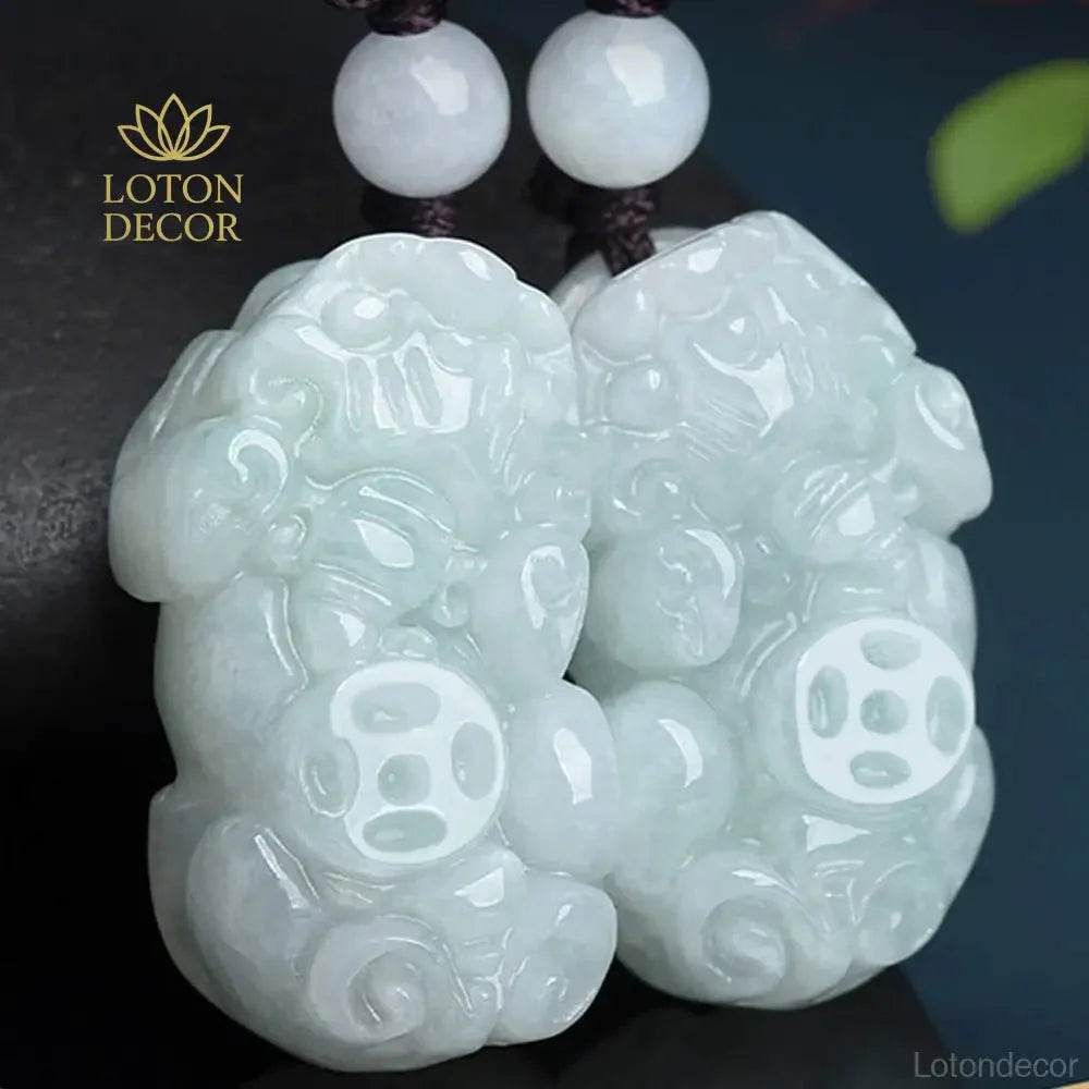 Jade Pixiu Pendant Necklace – Dragon Charm for Wealth & Luck - Loton Decor