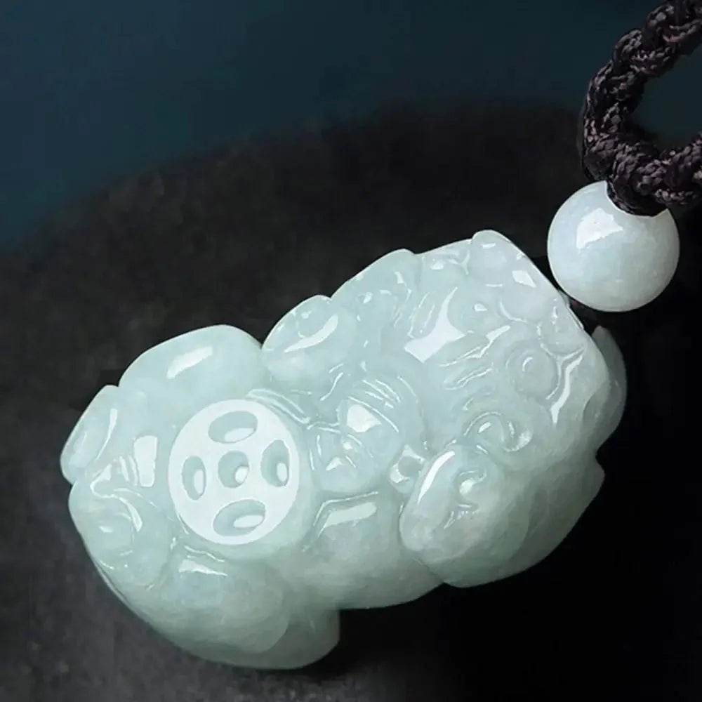 Jade Pixiu Pendant Necklace – Dragon Charm for Wealth & Luck - Loton Decor