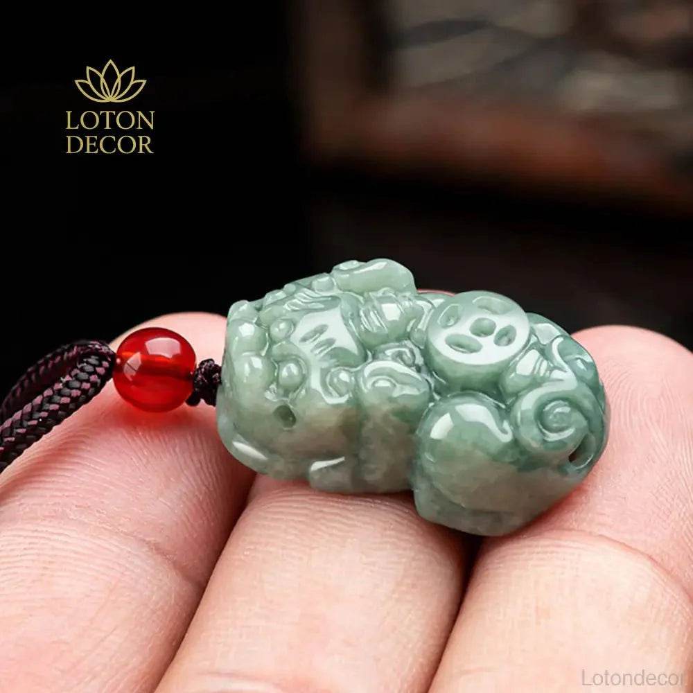 Jade Pixiu Pendant Necklace – Wealth Charm for Men/Women - Loton Decor