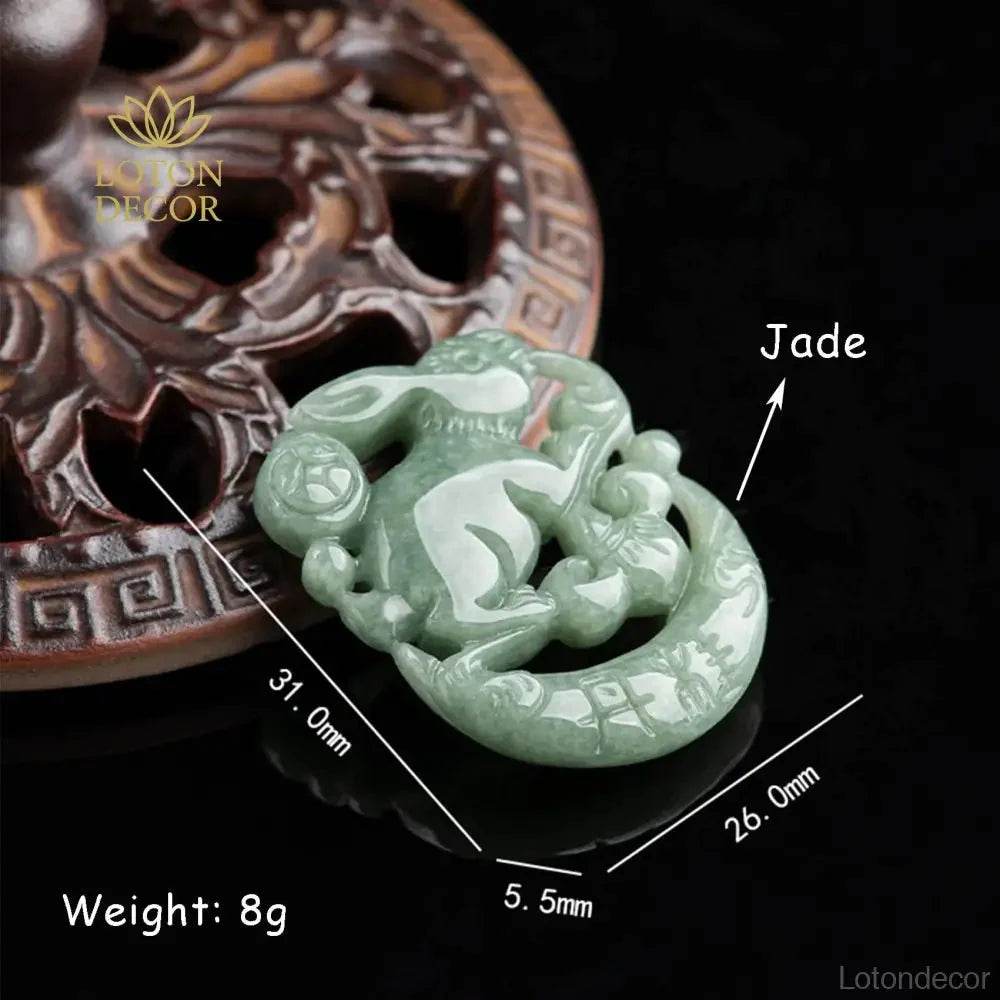 Jade Rabbit Pendant Necklace – Feng Shui Green Amulet for Luck - Loton Decor