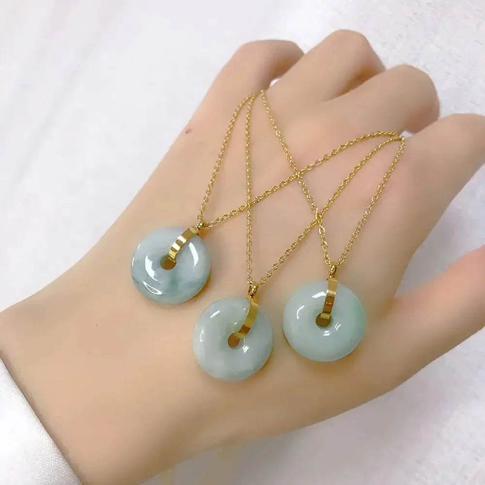 Jadeite Harmony Buckle Necklace – Wealth Silver Amulet - Loton Decor