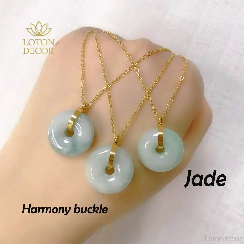 Jadeite Harmony Buckle Necklace – Wealth Silver Amulet - Loton Decor