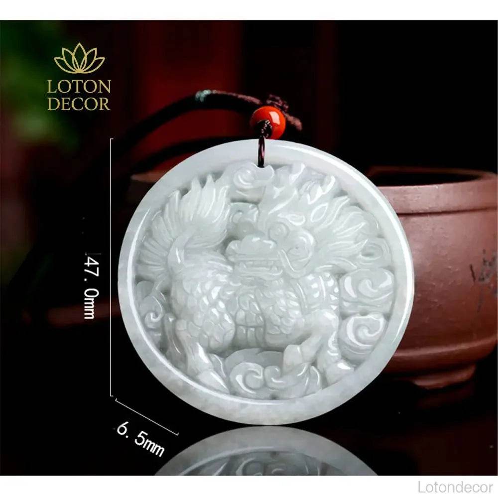 Kylin Jade Necklace – Chi Lin Luck Charm Wealth Talisman - Loton Decor