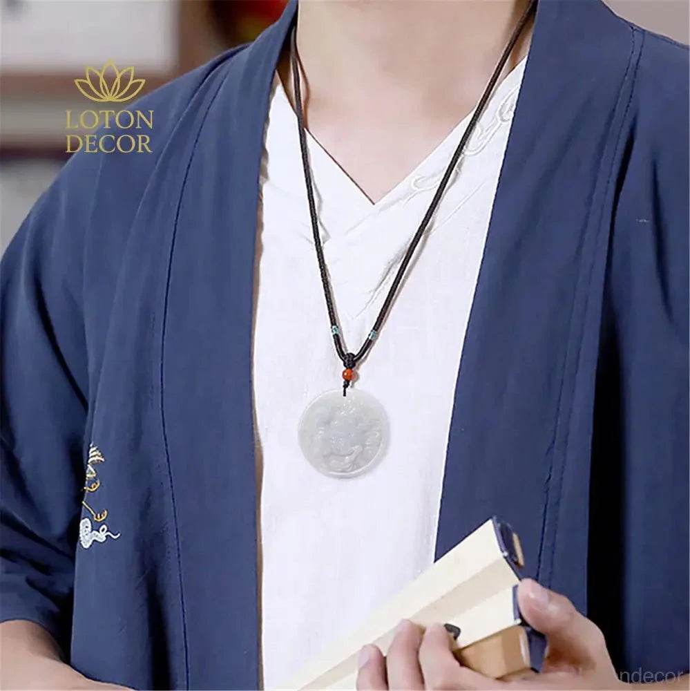 Kylin Jade Necklace – Chi Lin Luck Charm Wealth Talisman - Loton Decor