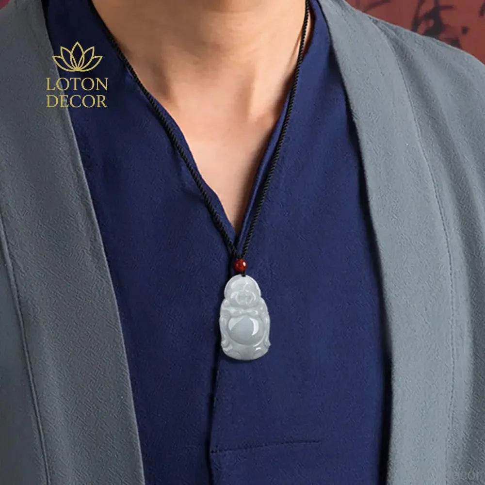 Laughing Buddha Jade Necklace – Lucky Charm for Women - Loton Decor