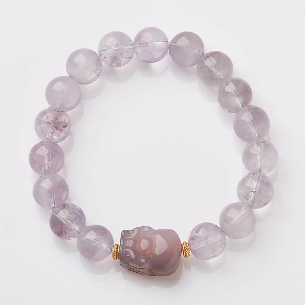Lavender Jade Pi Xiu Bracelet 10MM Money Bag Pi Yao Nine Purple Fire Luck Feng Shui Wealth Healing Crystal Bracelet - Loton Decor