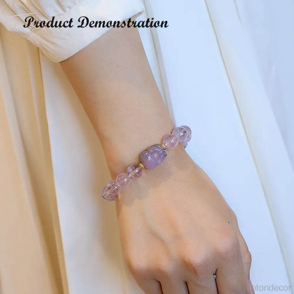 Lavender Jade Pi Xiu Bracelet 10MM Money Bag Pi Yao Nine Purple Fire Luck Feng Shui Wealth Healing Crystal Bracelet - Loton Decor